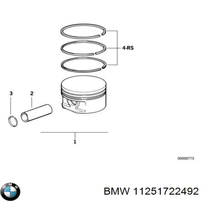 11251722492 BMW Tłok, komplet do jednego cylindru, STD
