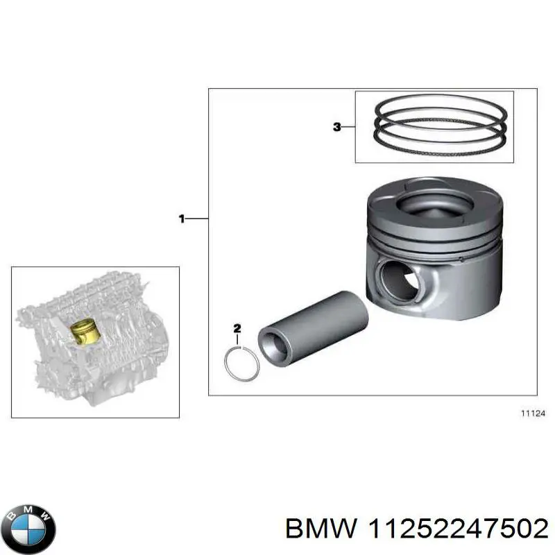 11252247502 BMW Tłok, komplet do jednego cylindru, STD