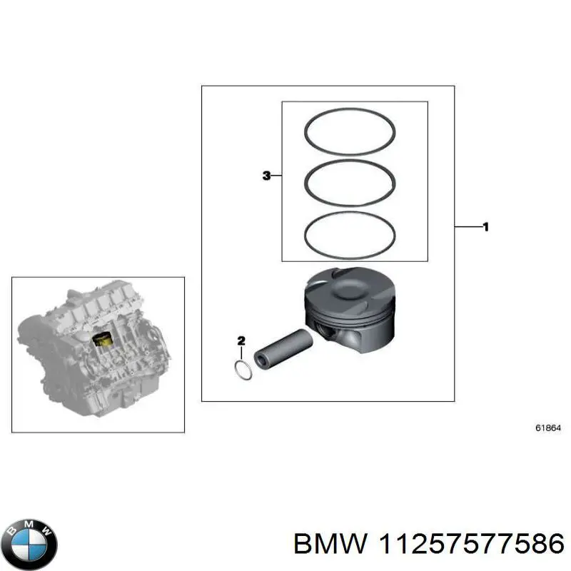 11257577586 BMW pierścienie tłokowe na 1 cylinder, std.