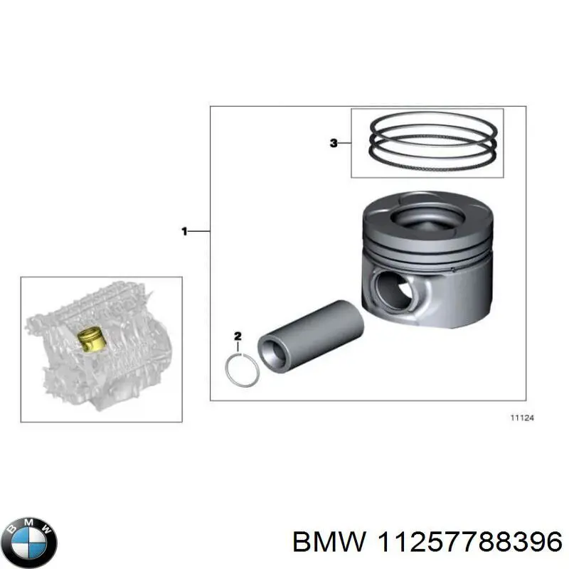 Tłok, komplet do jednego cylindru, STD BMW 11257788396 cena, od 143,02 USD