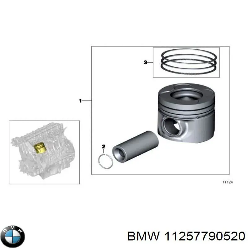 11257790520 BMW Pierścienie tłokowe na 1 cylinder, STD.