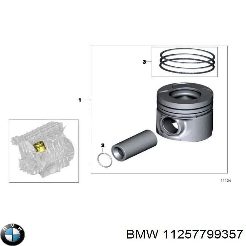 Tłok, komplet do jednego cylindru, STD BMW 11257799357 cena, od 244,89 USD