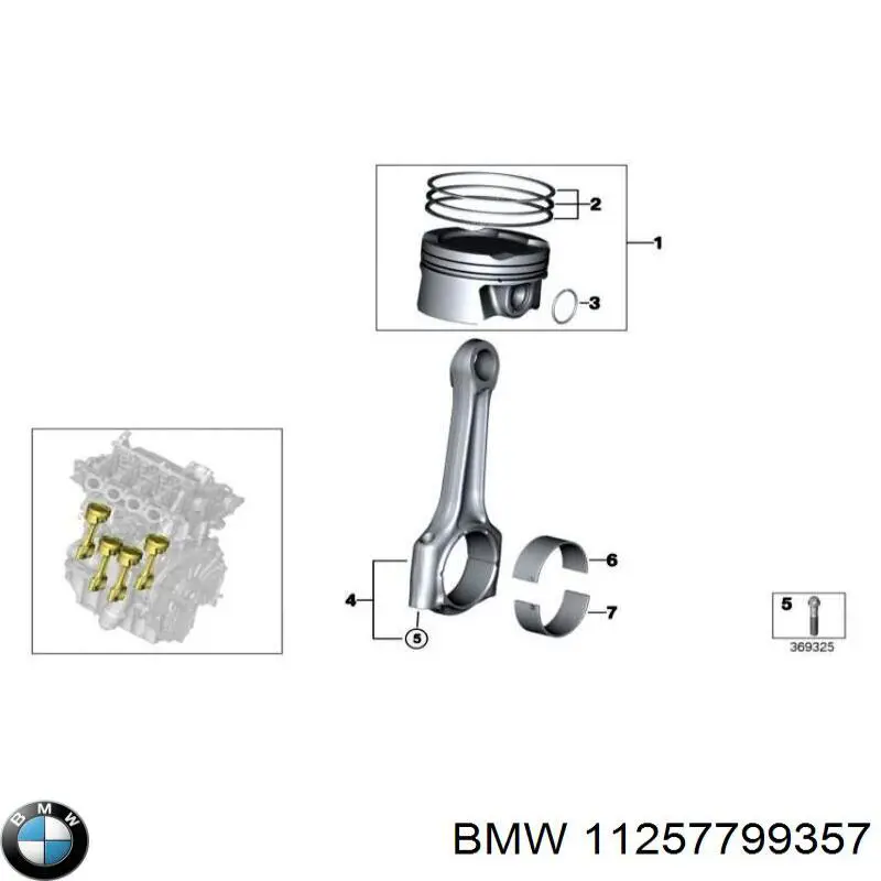 Do koszyka 11257799357 BMW Tłok, komplet do jednego cylindru, STD