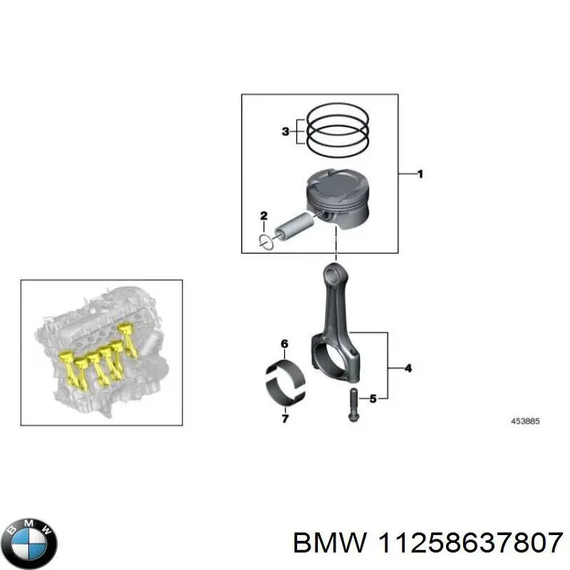Tłok, komplet do jednego cylindru, STD BMW 11258637807 cena, od 163,45 USD