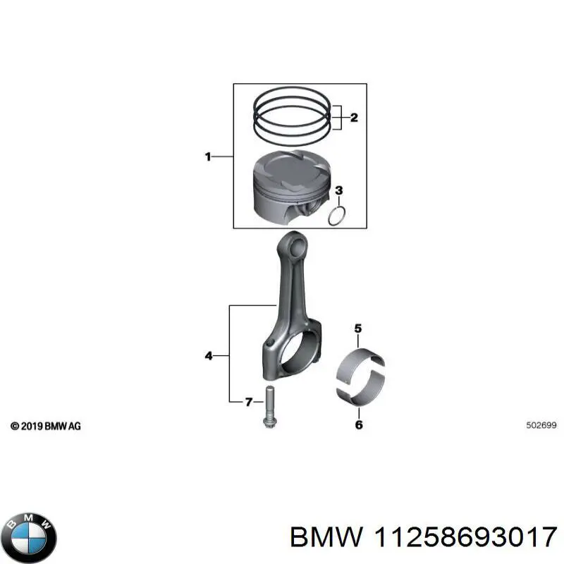 Pierścienie tłokowe na 1 cylinder, STD. do BMW 7 (G11, G12)