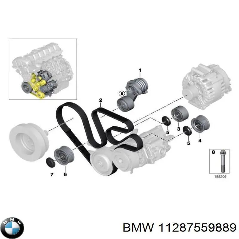 11287559889 BMW rolka prowadząca, kierunkowa paska napędowego