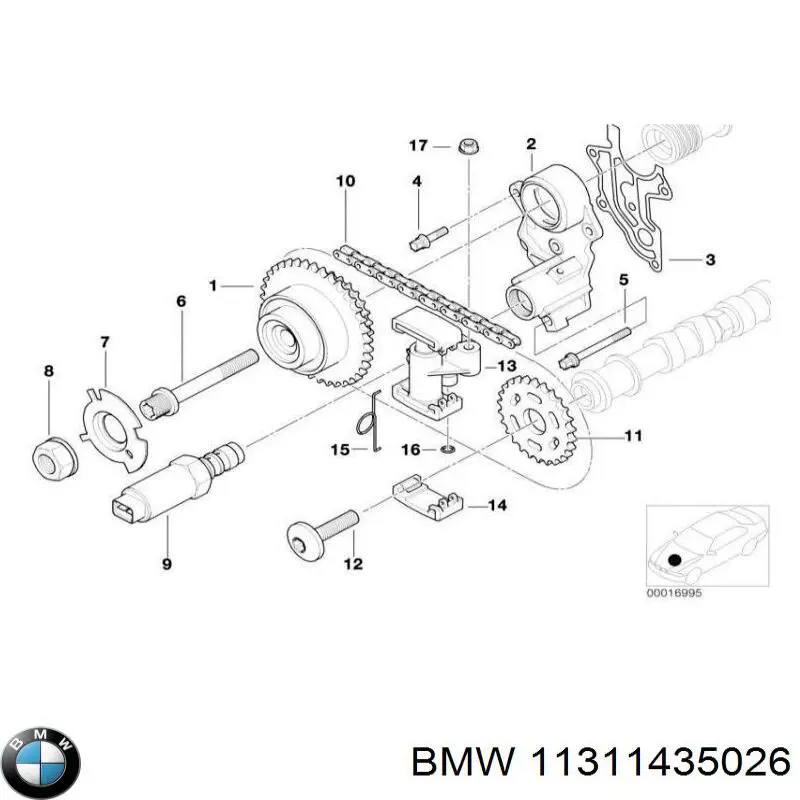 Napinacz łańcucha wałków rozrządu prawy BMW 11311435026 cena, od 123,51 USD
