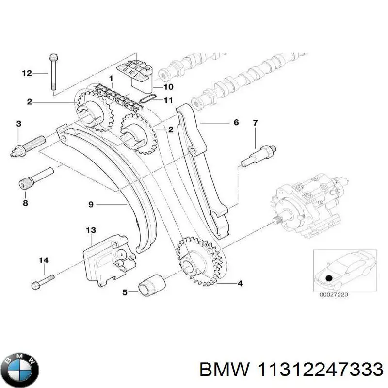 11312247333 BMW tłumik drgań łańcucha rozrządu, lewy