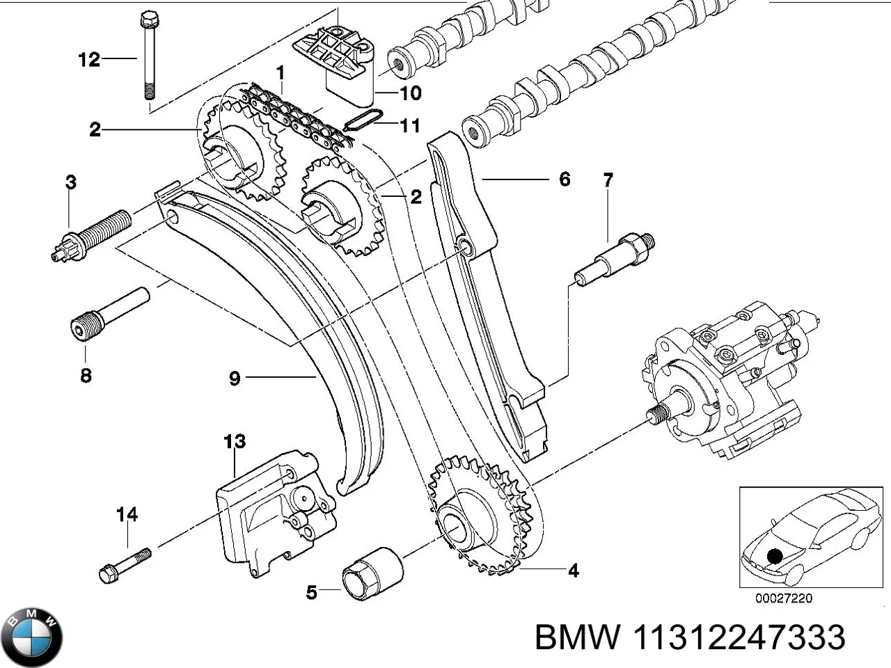 Tłumik drgań łańcucha rozrządu, lewy BMW 11312247333 cena, od 59,39 USD