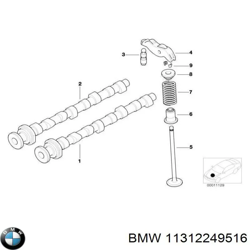 11312249516 BMW Wał rozrządu silnika wylotowy, wydechowy