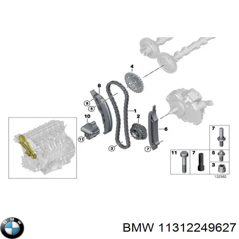 11312249627 BMW Tłumik drgań łańcucha rozrządu, lewy