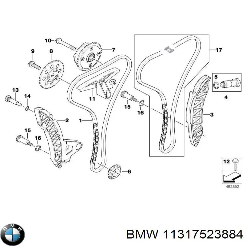 Do koszyka 11317523884 BMW Tłumik drgań łańcucha rozrządu górny
