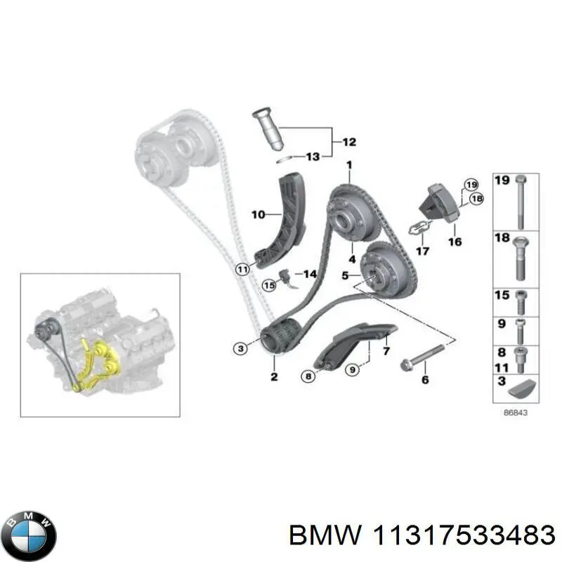 11317533483 BMW prowadnica napinacza łańcucha rozrządu