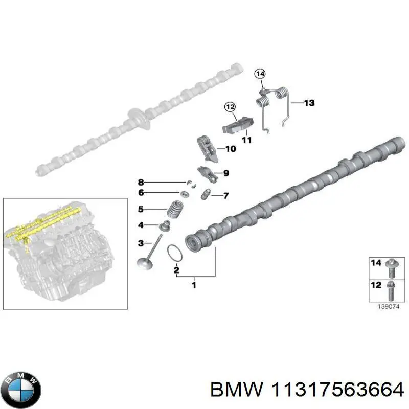 Wał rozrządu silnika ssący, dolotowy BMW 11317563664 cena, od 369,99 USD
