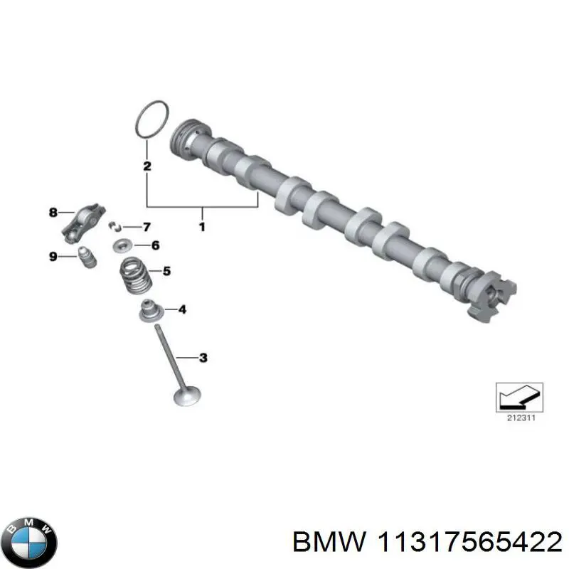 11317565422 BMW wał rozrządu silnika wylotowy, wydechowy