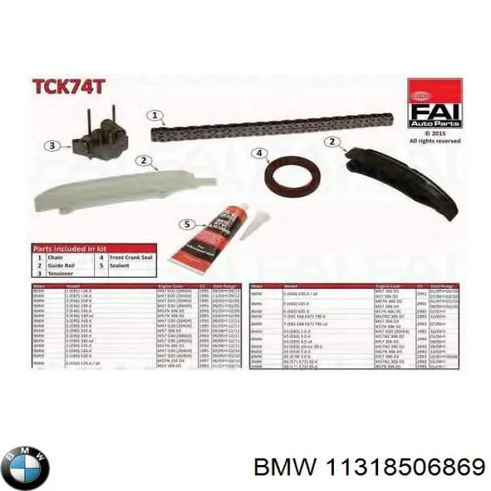Łańcuch rozrządu górny BMW 11318506869 cena, od 64,96 USD