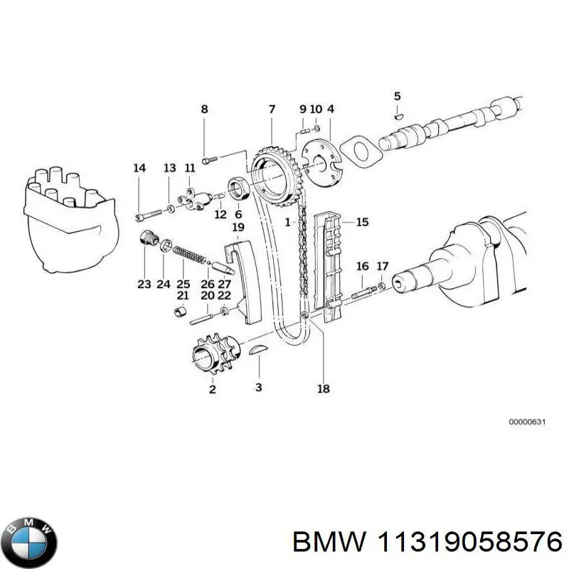 Wał rozrządu silnika 11319058576 BMW