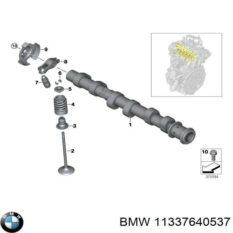 11337640537 BMW dźwigienka zaworu ssącego