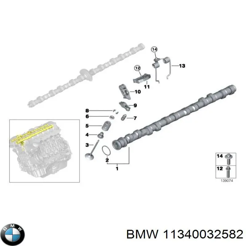 11340032582 BMW Uszczelniacz zaworu dolotowego/wylotowego, zestaw na silnik