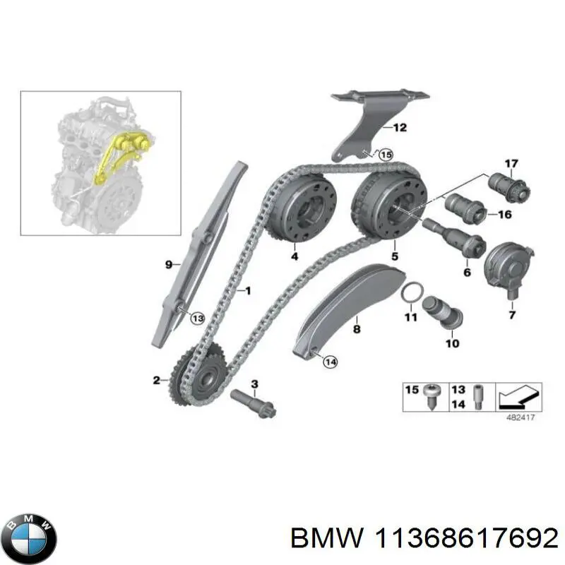Koło zębate walcowe wału rozrządu silnika, dolotowego (ssącego) BMW 11368617692 cena, od 60,64 USD