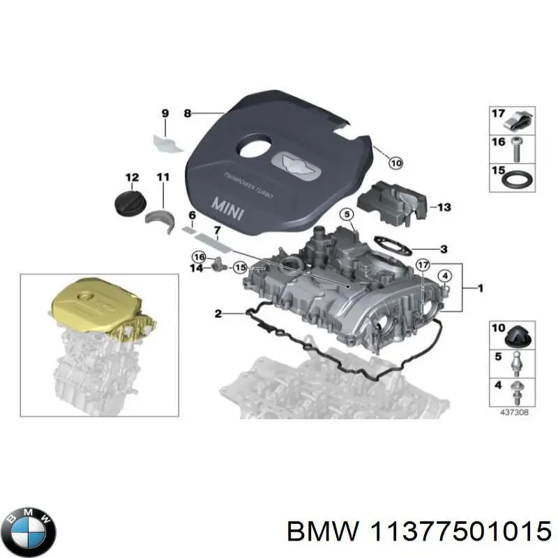 Do koszyka 11377501015 BMW Uszczelka zaworu (regulatora) biegu jałowego