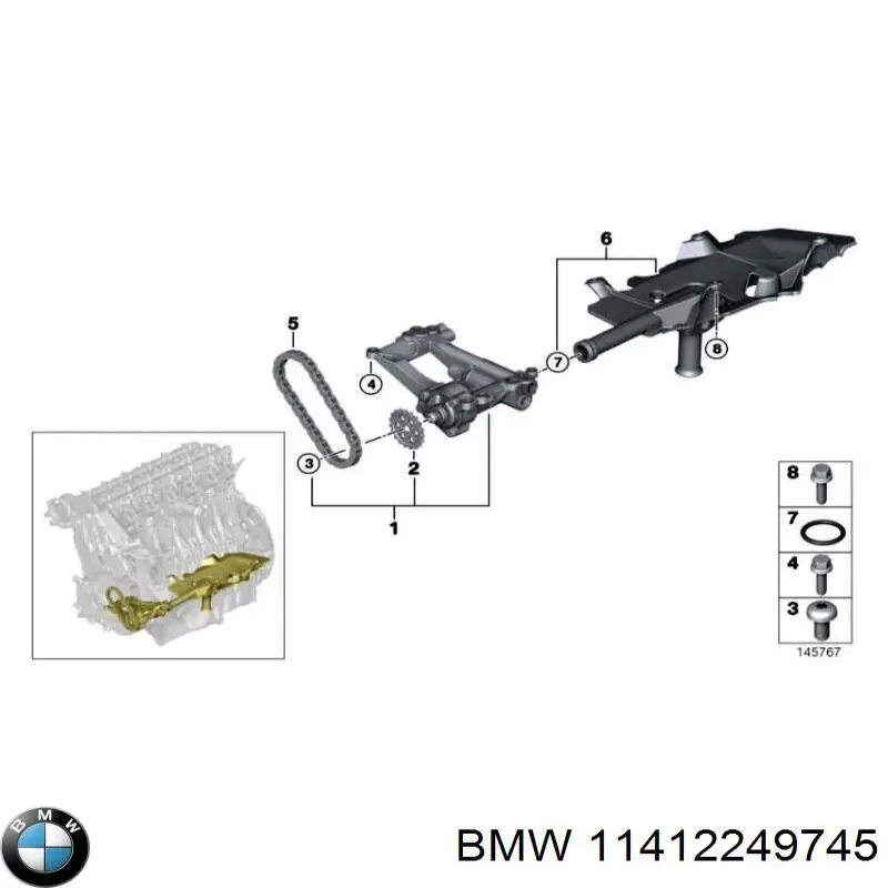 Do koszyka 11412249745 BMW Łańcuch pompy oleju