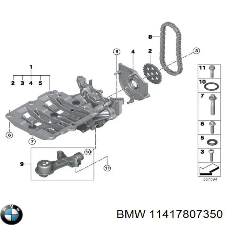 11417807350 BMW Łańcuch pompy oleju, zestaw