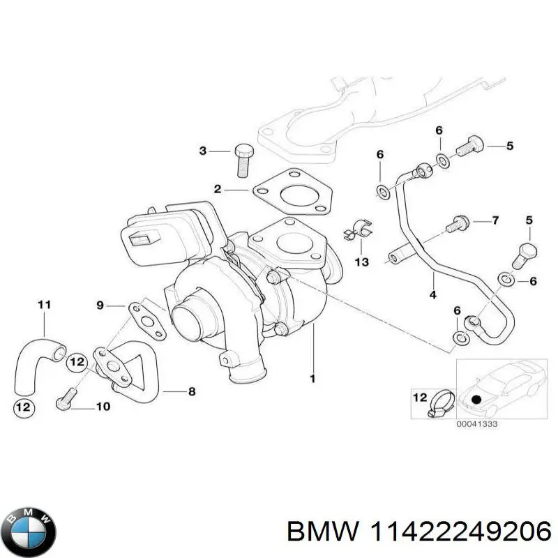 11422249206 BMW Rurka (przewód) spływu oleju z turbiny