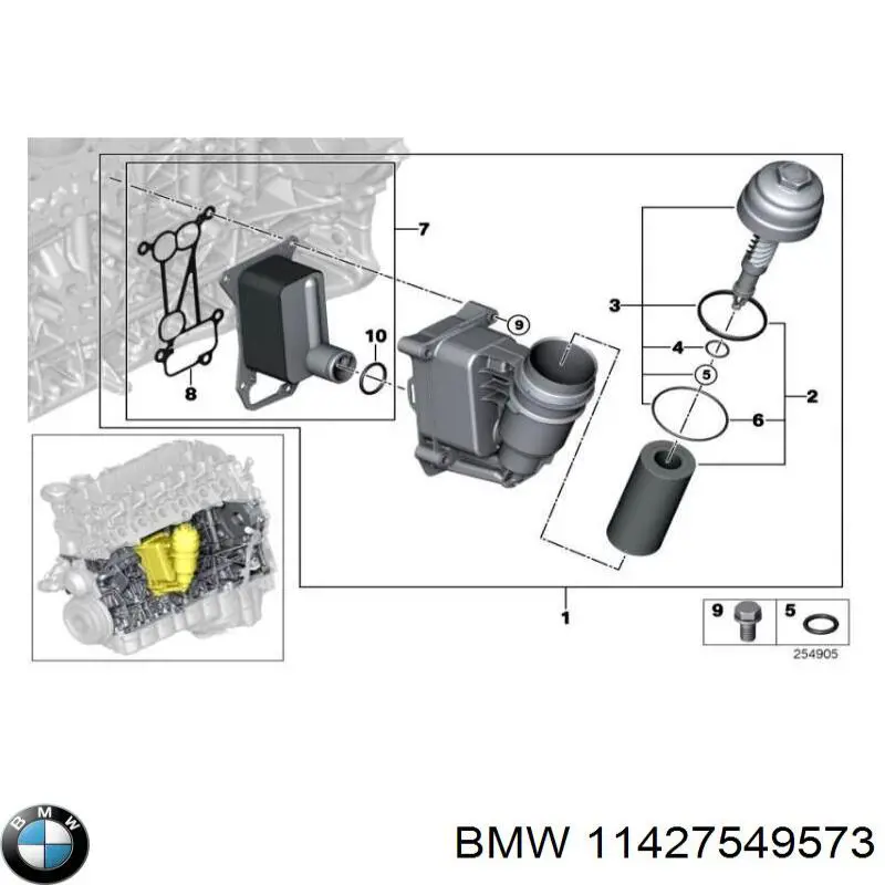 Pierścień pokrywy filtra olejowego wewnętrzny BMW 11427549573 cena, od 2,89 USD