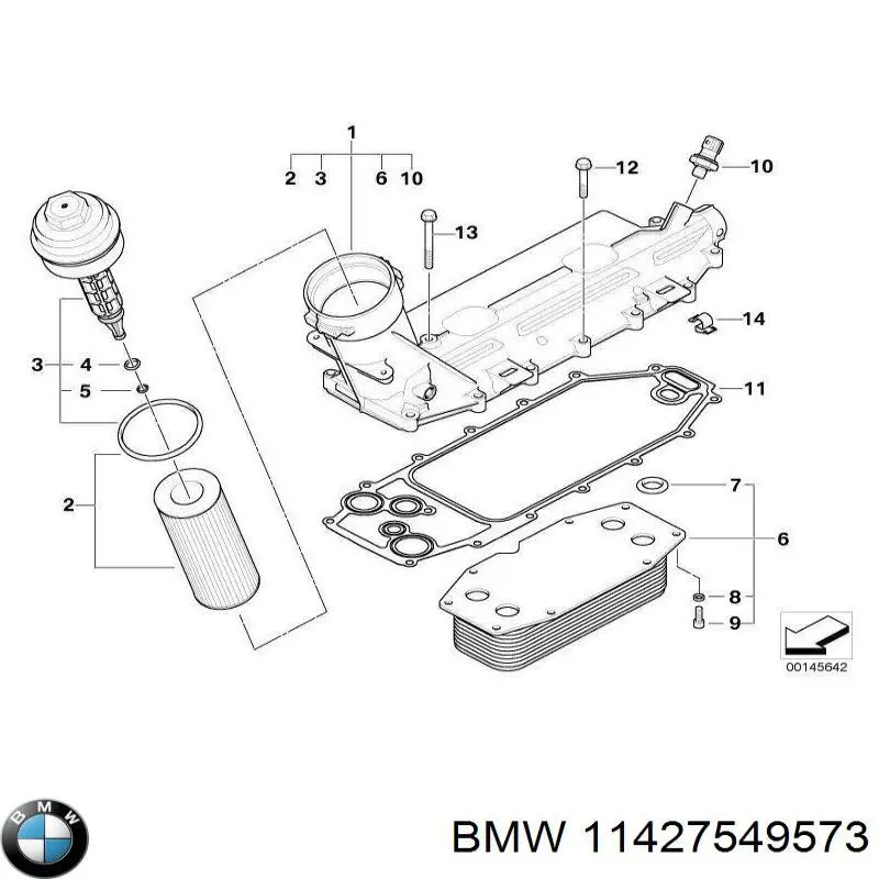 Do koszyka 11427549573 BMW Pierścień pokrywy filtra olejowego wewnętrzny