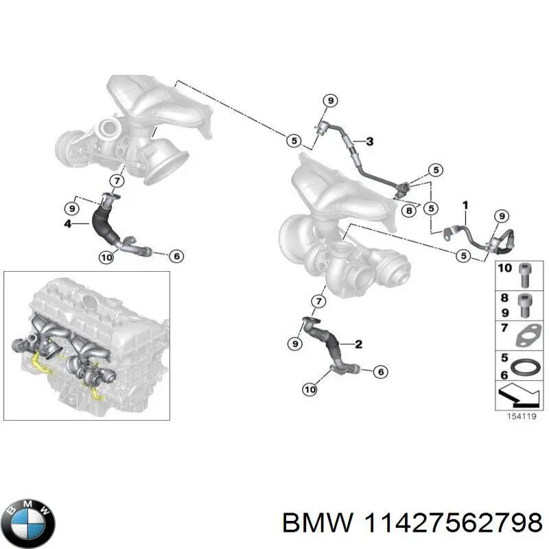 11427562798 BMW rurka (przewód dopływu oleju do turbiny)