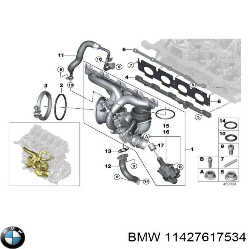 Do koszyka 11422658749 BMW Rurka (przewód) dopływu oleju do turbiny