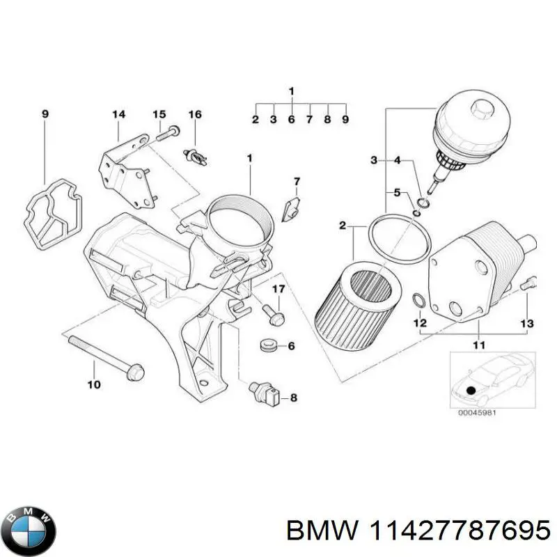 Do koszyka 11427787695 BMW Uszczelka adaptera filtra oleju