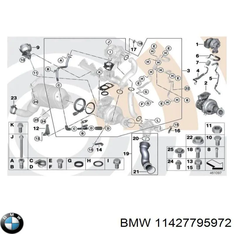 Rurka (przewód) dopływu oleju do turbiny BMW 11427795972 cena, od 69,55 USD