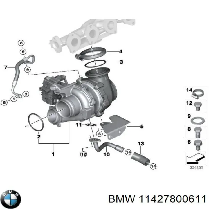 11427800611 BMW Rurka (przewód) dopływu oleju do turbiny