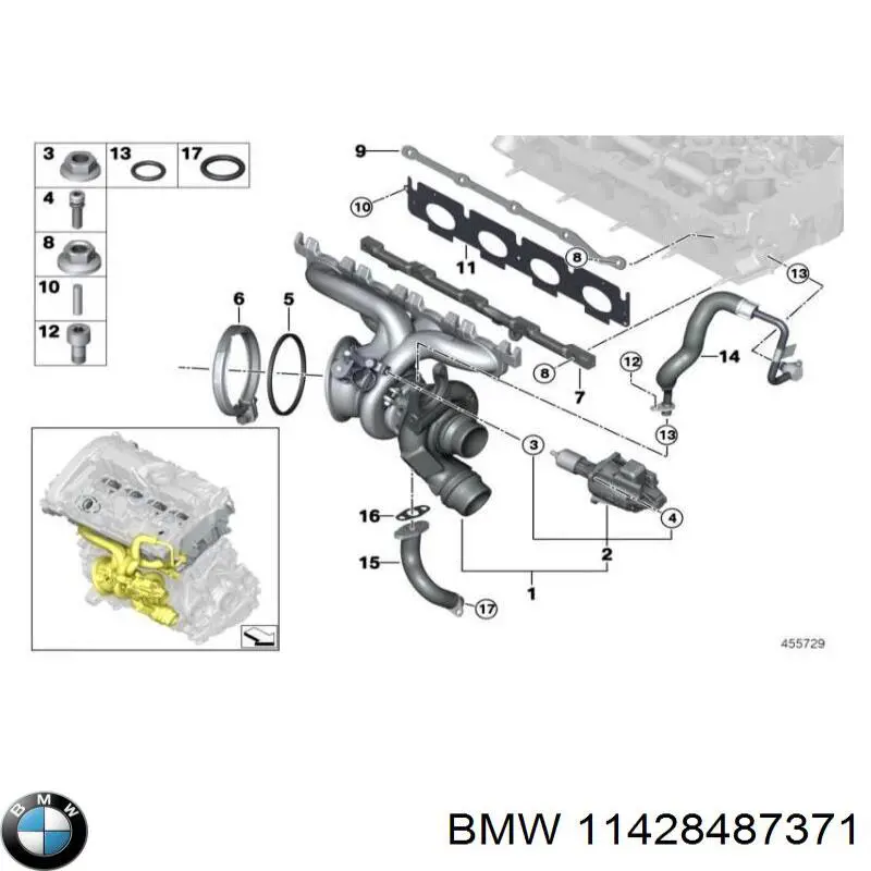 11428487371 BMW Rurka (przewód) dopływu oleju do turbiny
