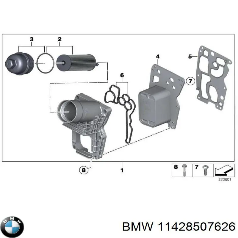 Chłodnica oleju, pod filtrem BMW 11428507626 cena, od 57,69 USD