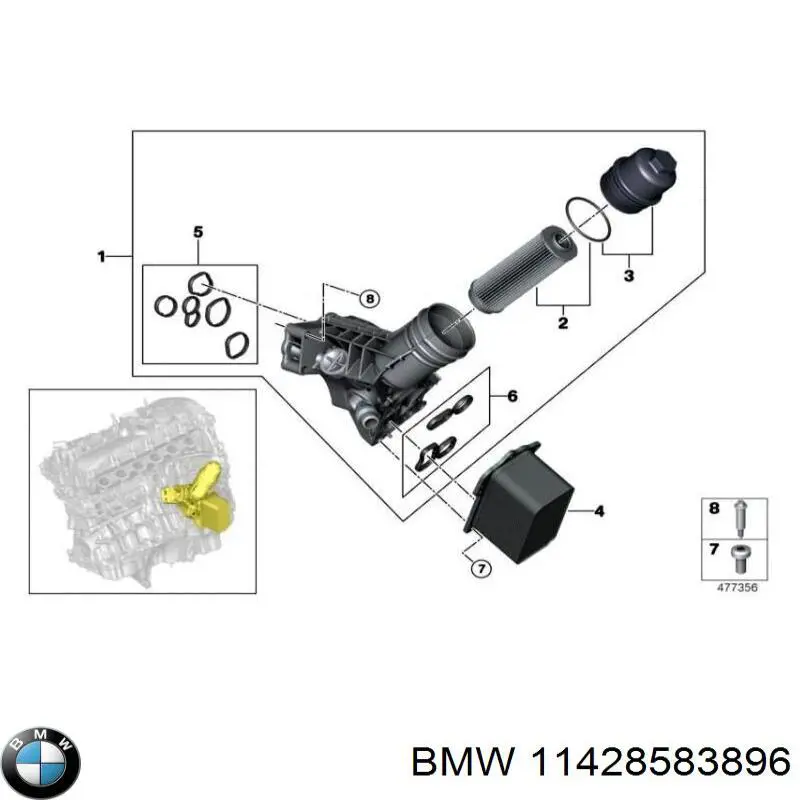 Zestaw uszczelek obudowy filtra olejowego BMW 11428583896 cena, od 18,44 USD