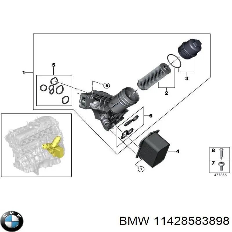 Filtr oleju BMW 11428583898 cena, od 15,76 USD