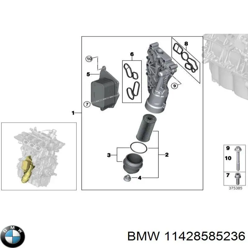 Chłodnica oleju, pod filtrem BMW 11428585236 cena, od 39,44 USD
