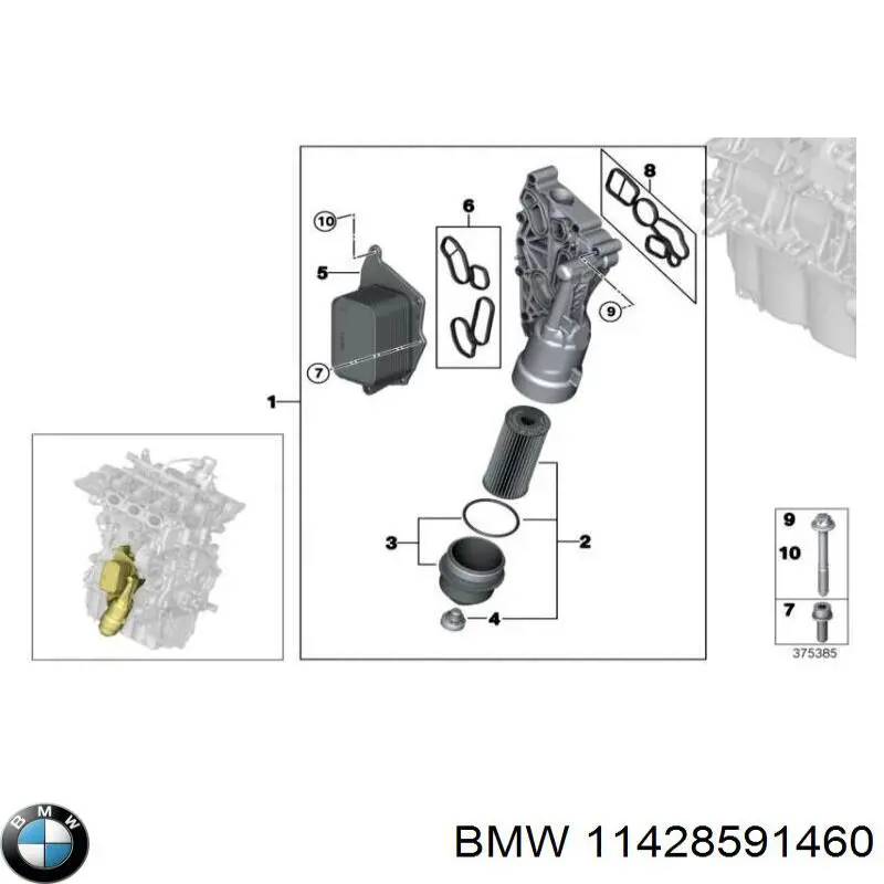Uszczelka adaptera filtra oleju BMW 11428591460 cena, od 18,34 USD