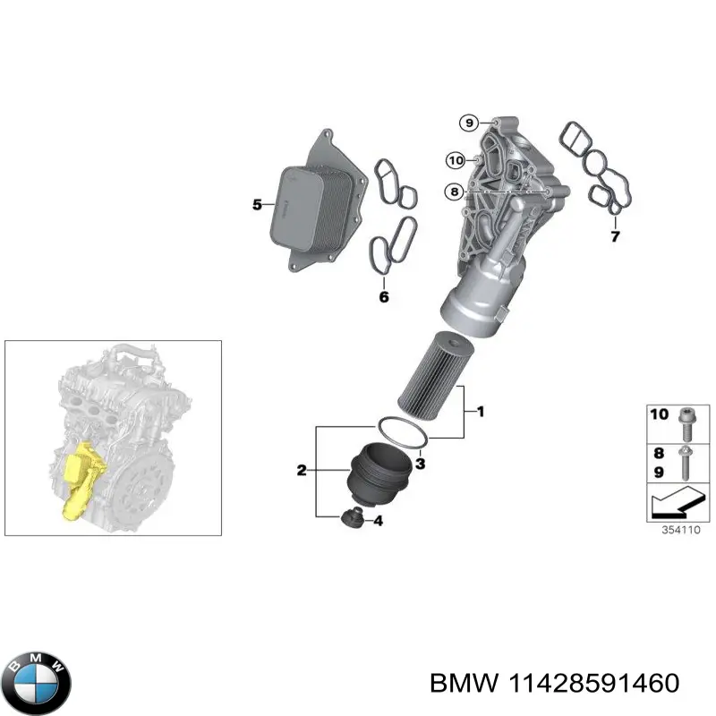 Do koszyka 11428591460 BMW Uszczelka adaptera filtra oleju