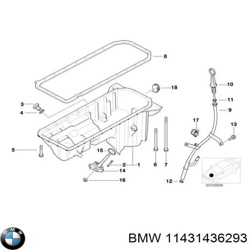 Bagnet poziomu oleju w silniku BMW 11431436293 cena, od 88,53 USD