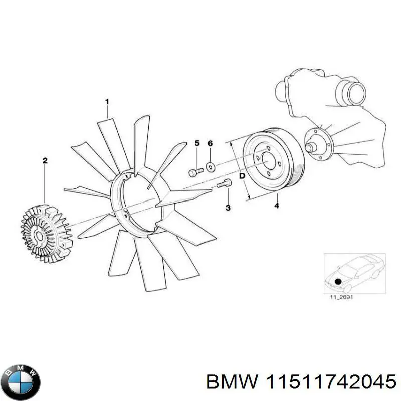Do koszyka 11511742045 BMW Koło pasowe pompy wodnej