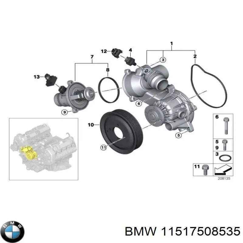 Uszczelka pompy wodnej BMW 11517508535 cena, od 6,95 USD