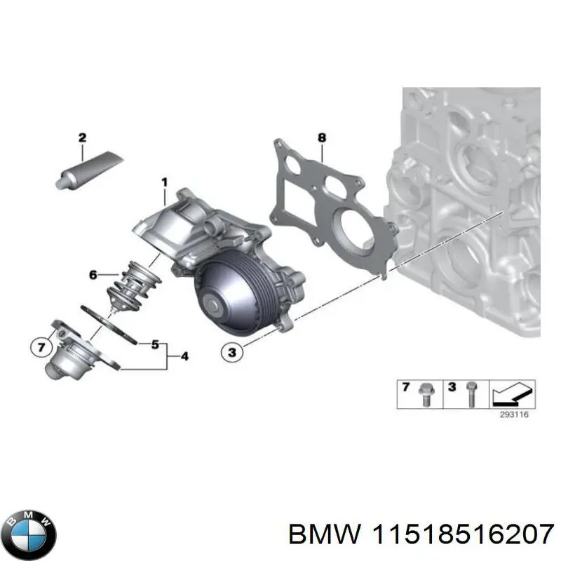 11518516207 BMW Uszczelka obudowy termostatu