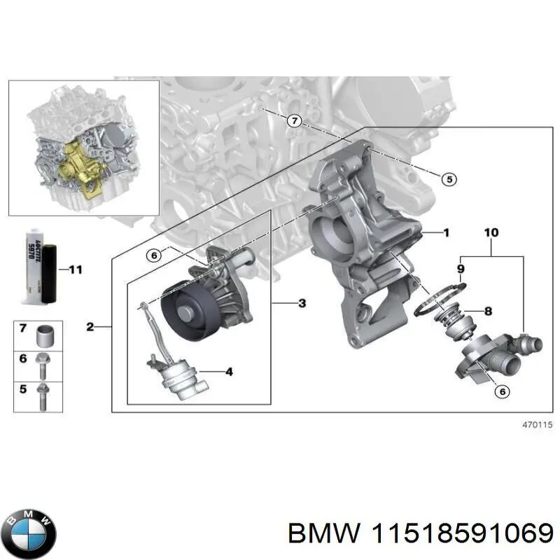 Pompa chłodząca wodna BMW 11518591069 cena, od 73,75 USD