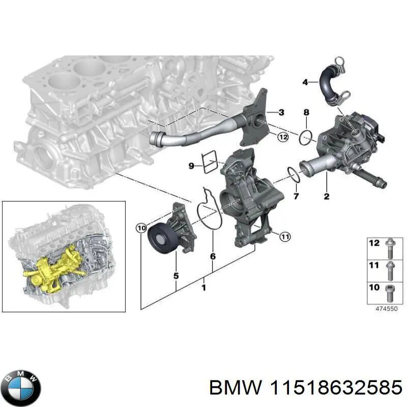 Pompa chłodząca wodna BMW 11518632585 cena, od 71,27 USD