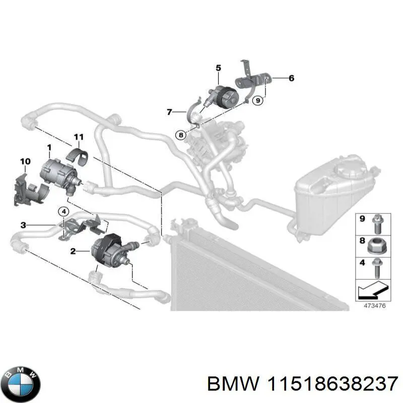 Pompa chłodzenia wodą, dodatkowa elektryczna BMW 11518638237 cena, od 163,45 USD