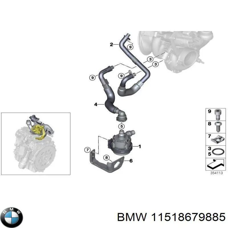 11518679885 BMW Pompa chłodzenia wodą, dodatkowa elektryczna